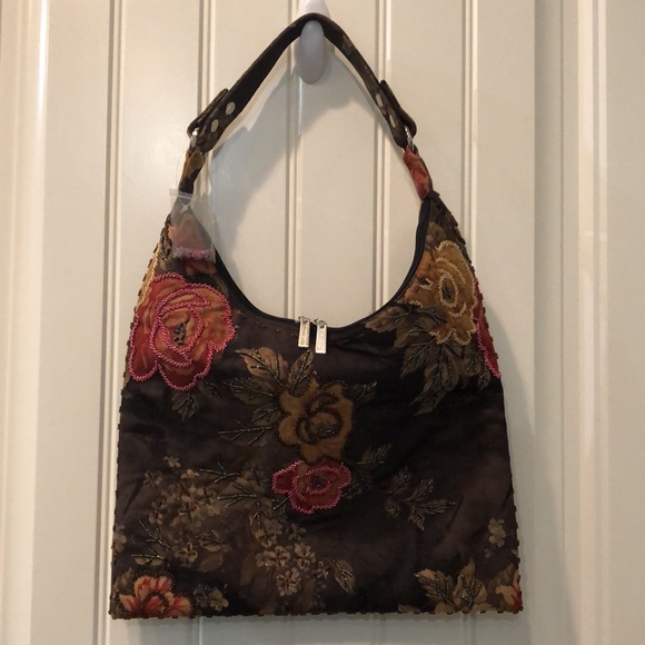 NWT Artisan hand beaded bag w/2 interchangeable dual snapped handles, long&short - Picture 4 of 7